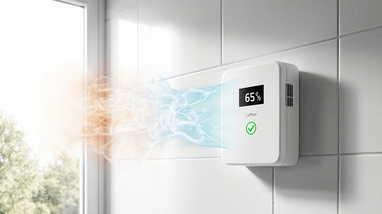 Dezentrales Lüftungsgerät in einer Außenwand mit Luftstrom