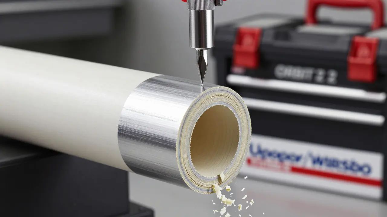 Sauberes Schneiden eines Mehrschichtrohrs mit ROTHENBERGER ORBIT 2 und Kalibrierdorn im Einsatz.