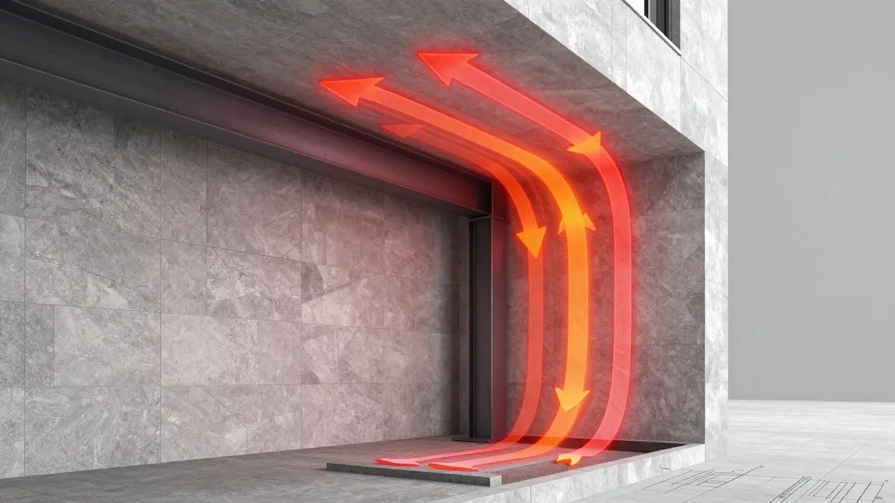 Visualisierung der Lastverteilung und Kräftefluss durch einen Stahlträger