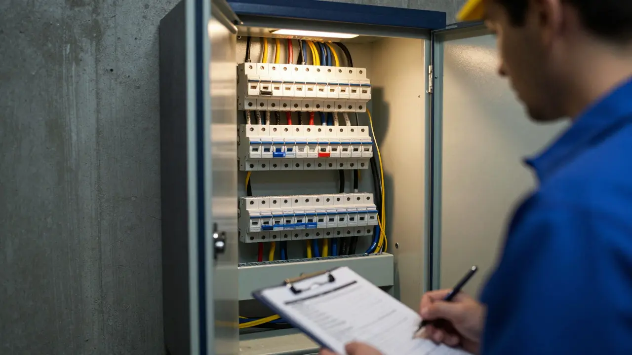 Inspektion eines sauberen Elektrozählerschranks mit Platz für zukünftige Erweiterungen