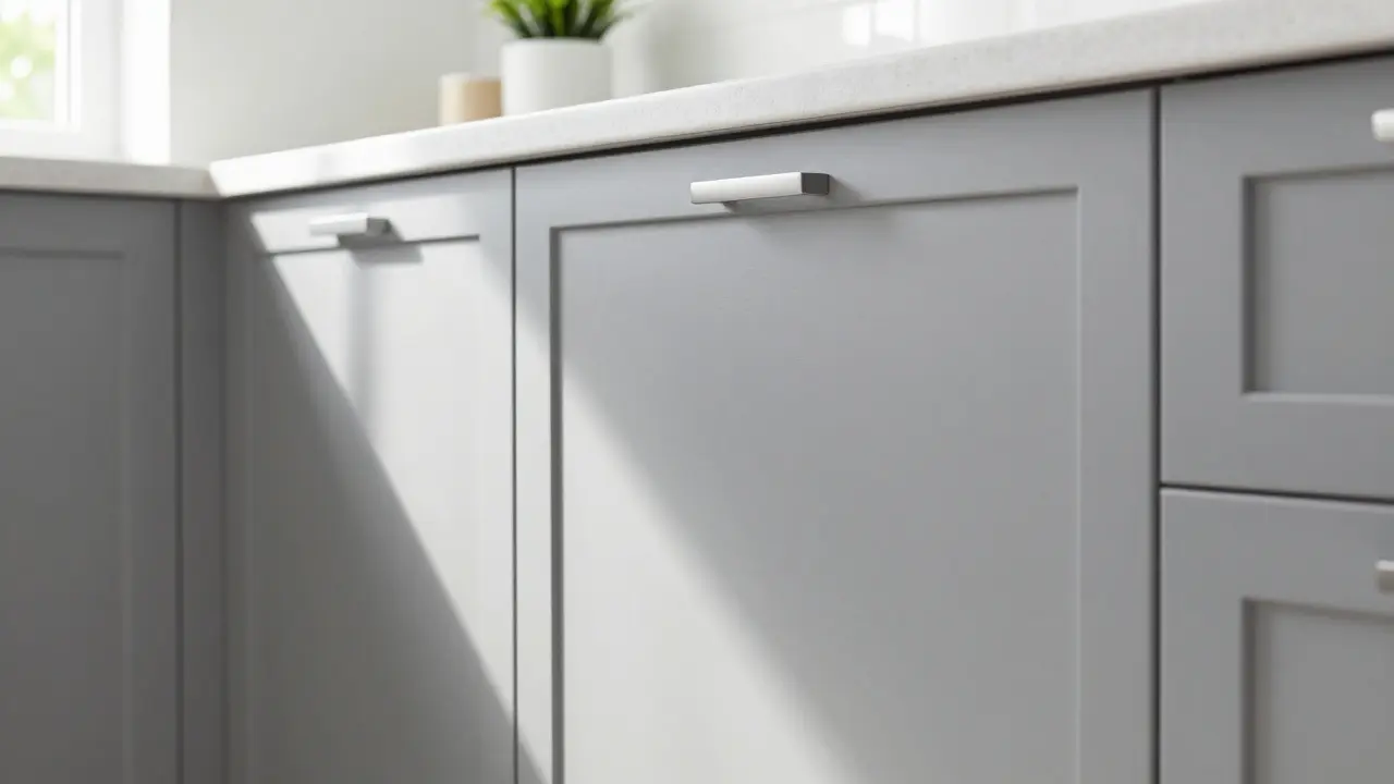 Modern renovierte Küche mit frisch lackierten Anthrazit-Schränken