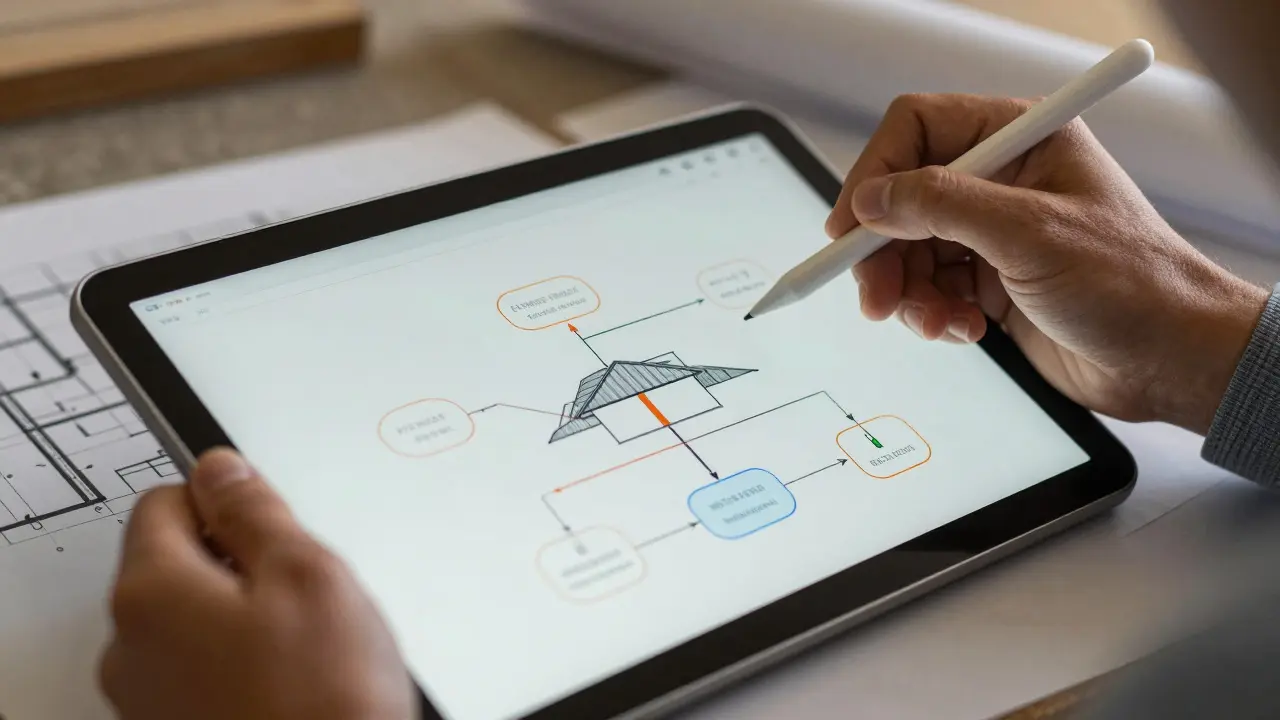 Energieberater erstellt Sanierungsfahrplan iSFP auf Tablet