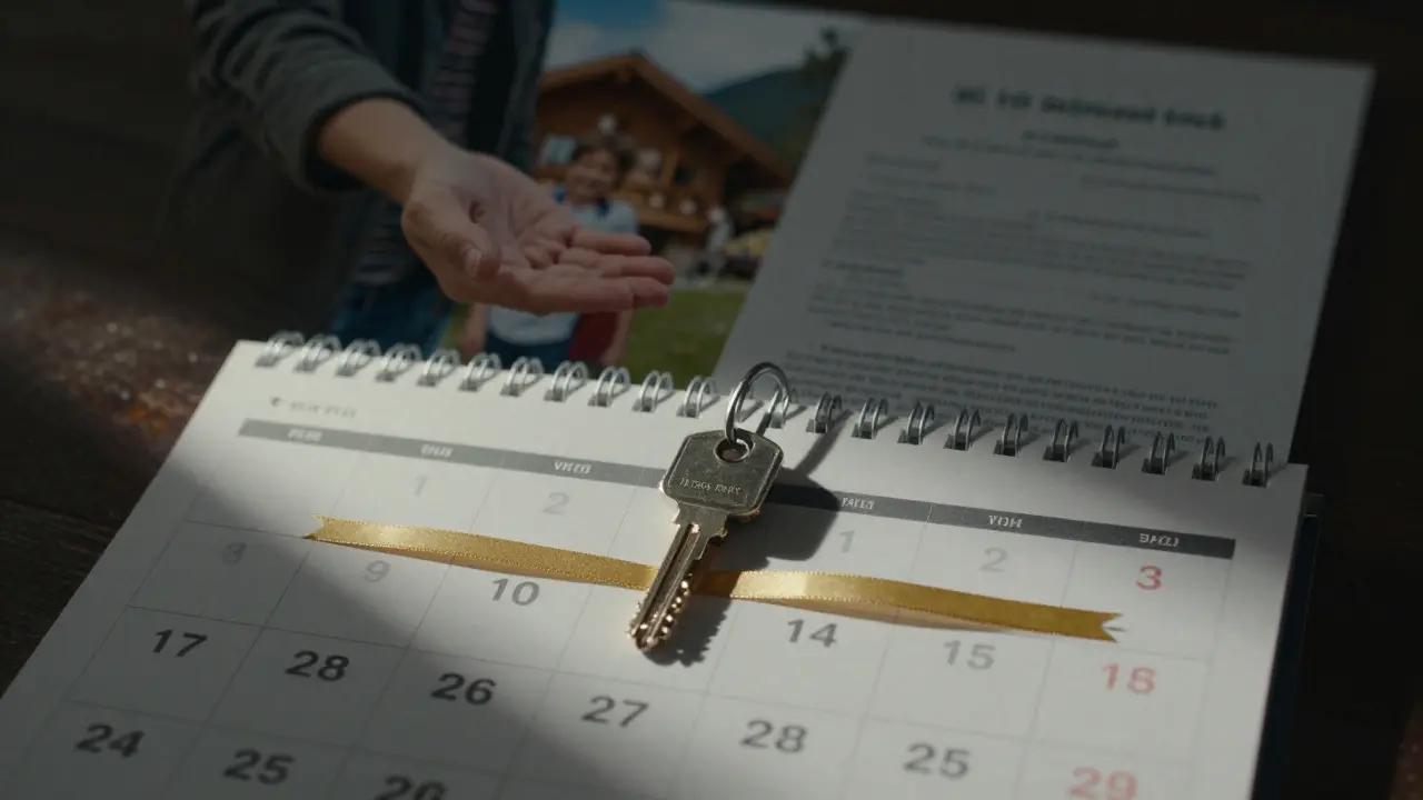 Kalender und Schlüssel symbolisieren die 10-Jahres-Strategie bei Schenkungen