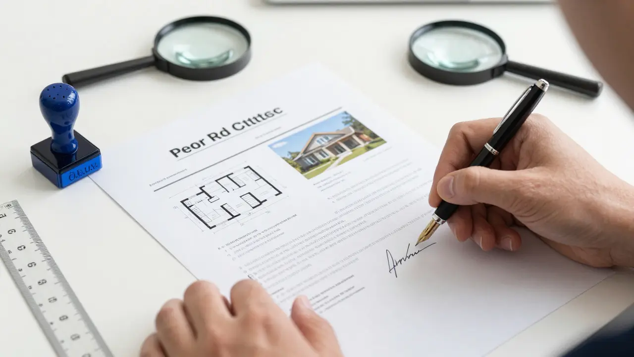 Experte unterzeichnet zertifiziertes Immobilienbewertungsgutachten