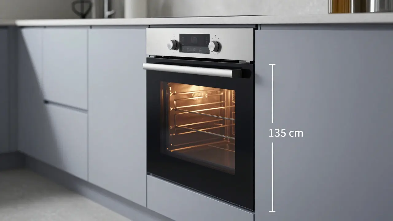 In den Hochschrank integrierter Backofen auf Hüfthöhe für Rückenentlastung
