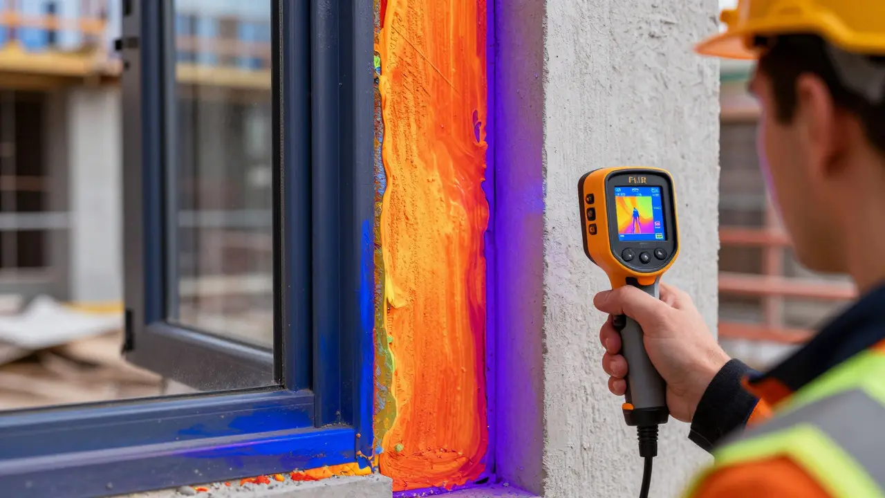 Thermografische Aufnahme zeigt kalte Wärmebrücke