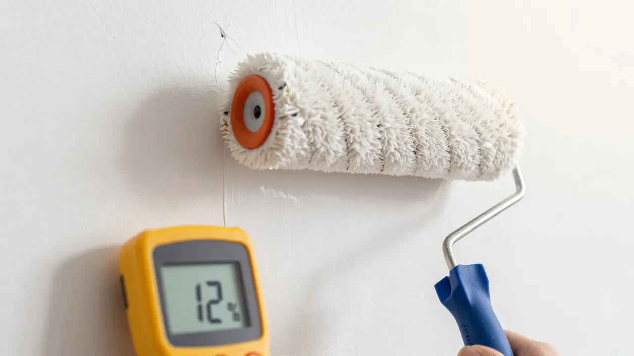 Anstrich mit alkalischer Antischimmelfarbe auf trockener Wand