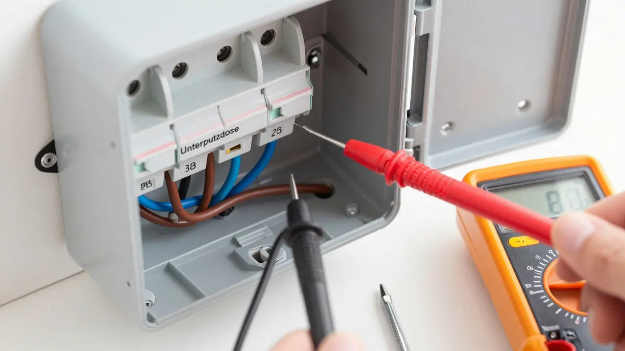 Elektrische Verkabelung mit farbigen Kabeln und Messgerät