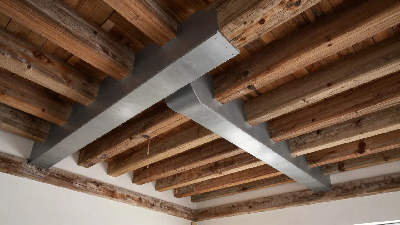 Historische Decke verstärkt mit modernen Stahl-U-Profilen