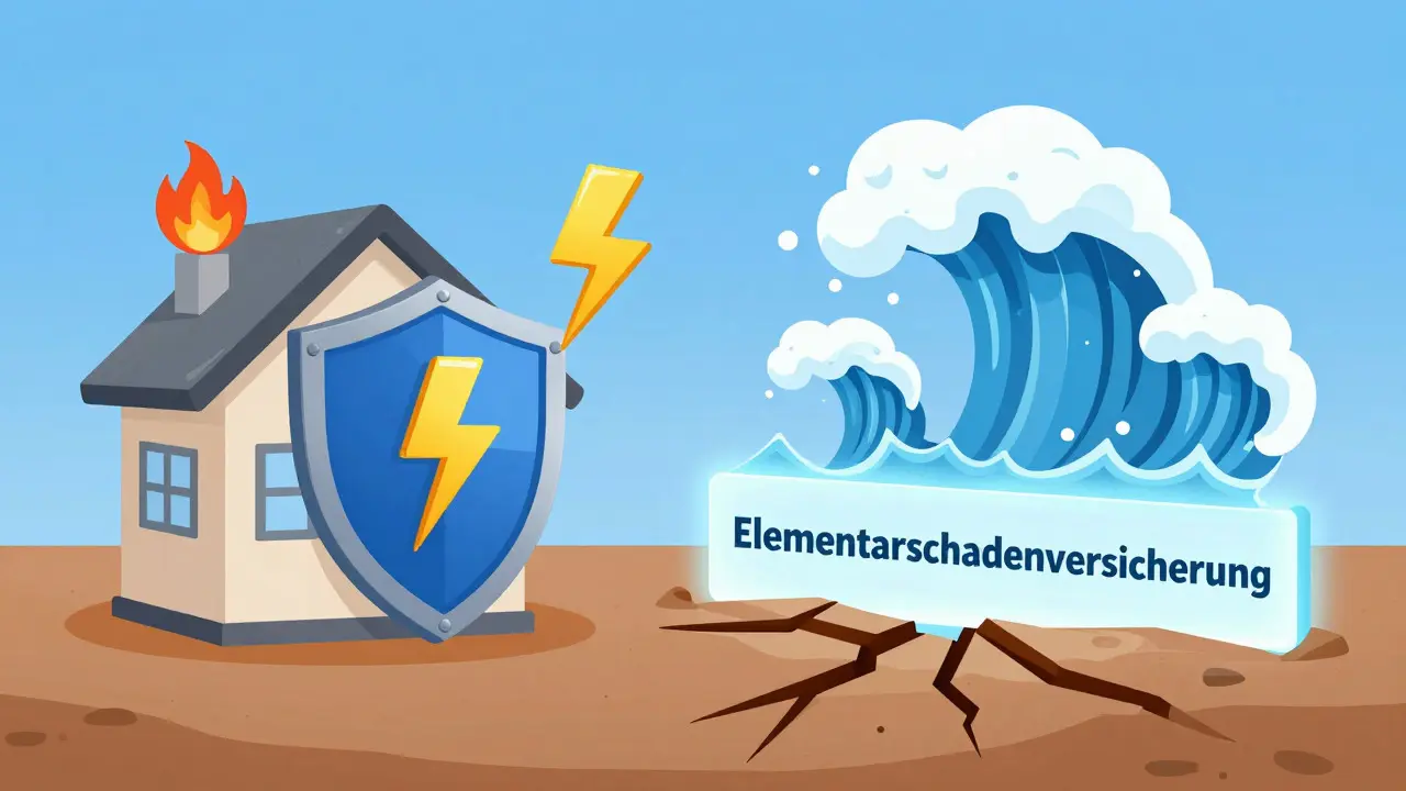 Konzeptionelle Darstellung des Schutzes vor Naturkatastrophen durch Versicherung