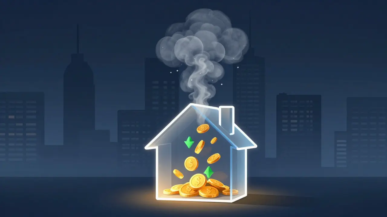 Konzeptuelle Darstellung des Zusammenhangs zwischen CO2-Emissionen und Immobilienwert