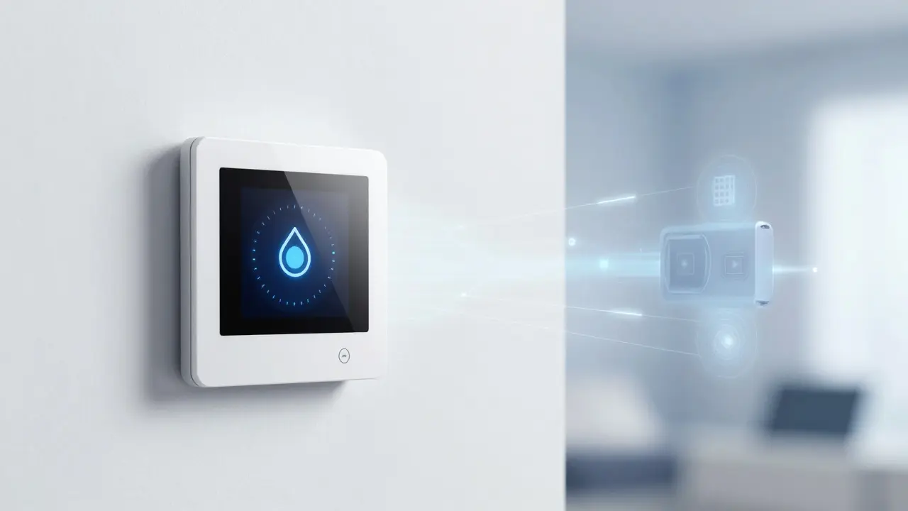 Modernes Smart-Home-Thermostat zur Steuerung der Luftfeuchtigkeit