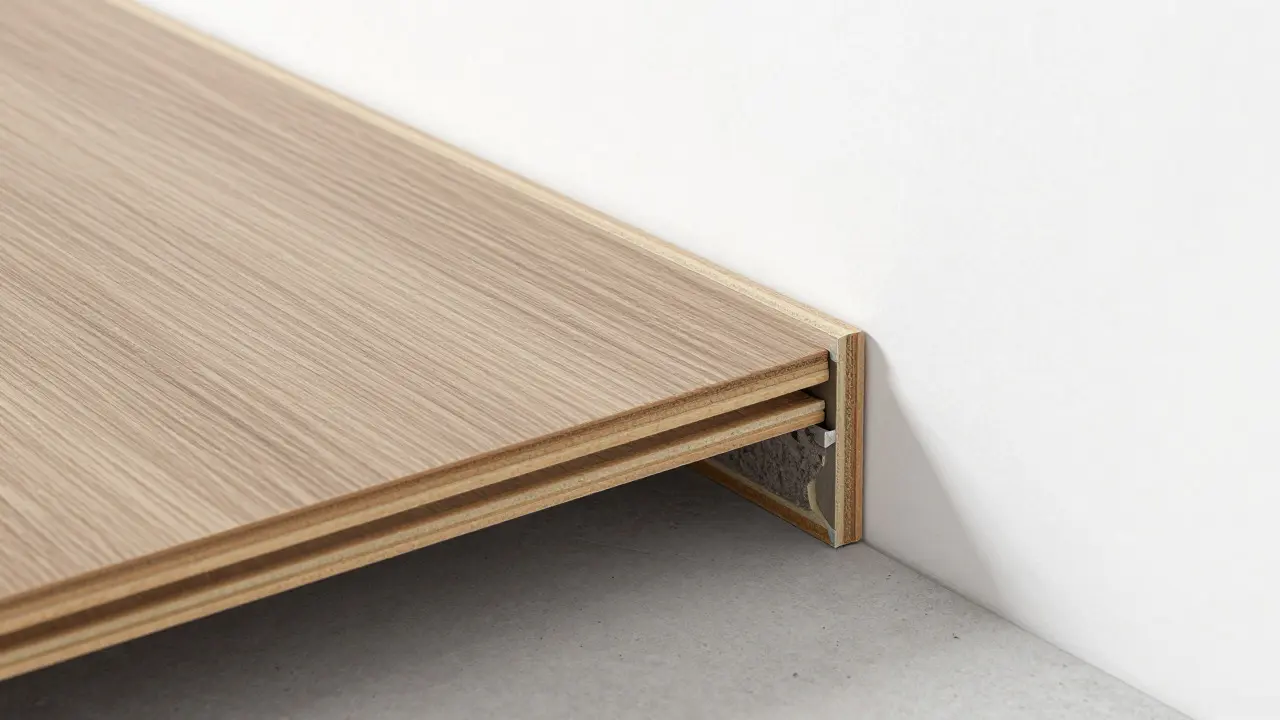 Schnittansicht der Dehnungsfuge hinter einer Sockelleiste