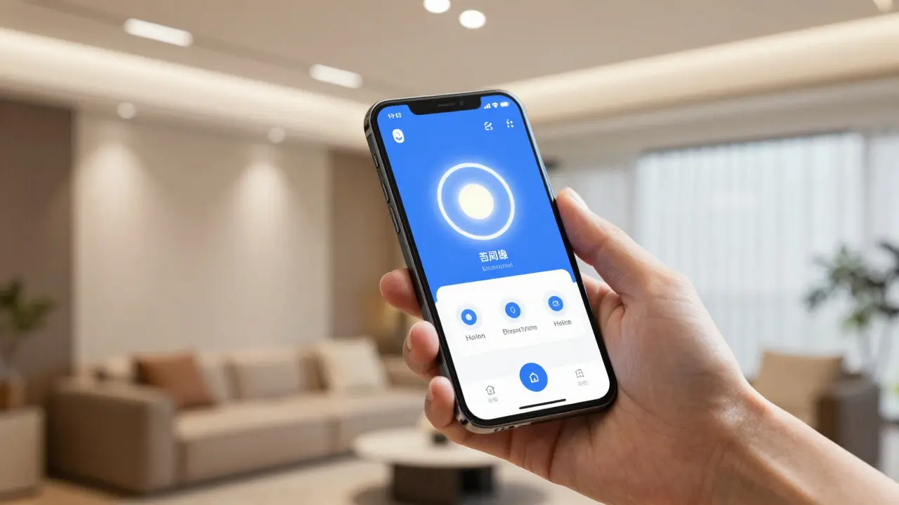 Smartphone-App steuert die Helligkeit der Smart-Home-Lichter