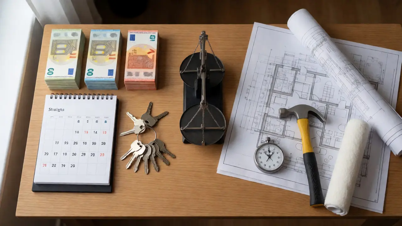 Desk comparison of rental assets and renovation tools