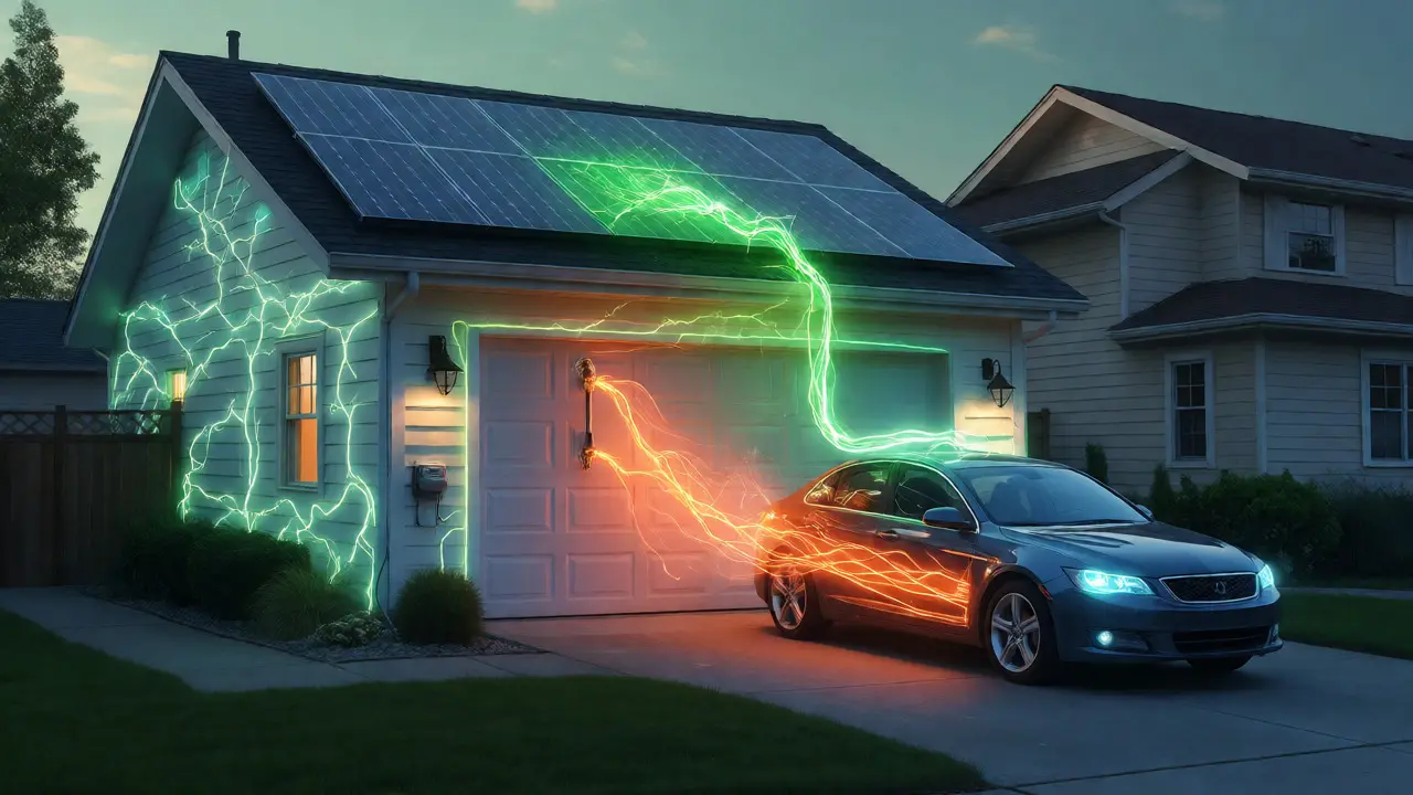 Visualisierung des dynamischen Energieflusses zwischen PV-Anlage und E-Auto