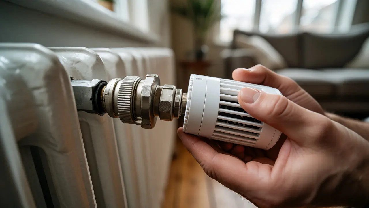 Installation eines smarten Heizkörperventils und Thermostats im Wohnzimmer