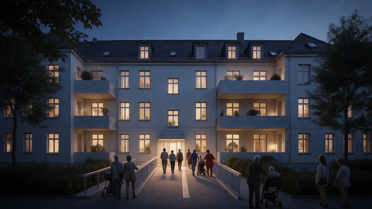 Modernes Mehrfamilienhaus mit barrierefreiem Eingang